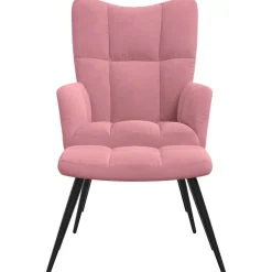 New vidaXL Vilstol med fotpall sammet Rosa