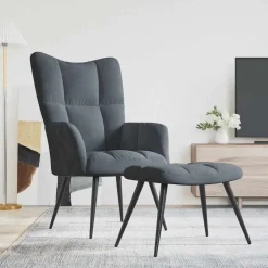 Sale vidaXL Vilstol med fotpall sammet Mörkgrå