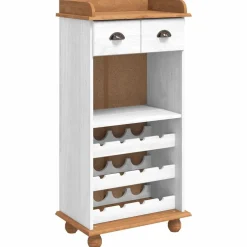 Hot vidaXL Vinskåp ASKIM med Honungstopp 57 x 37 x 114 cm Massiv furu Vit