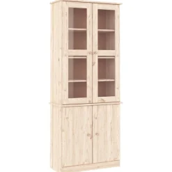 Sale vidaXL Vitrinskåp ALTA 77x35x186,5 cm massiv furu Naturfärg