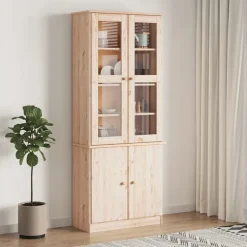 Sale vidaXL Vitrinskåp ALTA 77x35x186,5 cm massiv furu Naturfärg