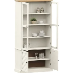 Online vidaXL rinskåp med glasdörrar VIGO 85x35x170 cm massiv furu Vit