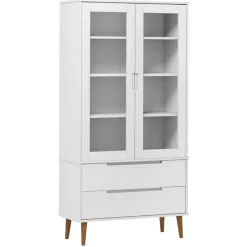 Discount vidaXL rinskåp MOLDE 90x35x175 cm massiv furu Vit