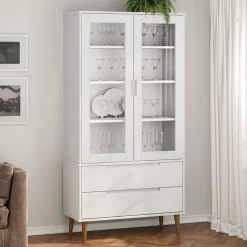 Discount vidaXL rinskåp MOLDE 90x35x175 cm massiv furu Vit