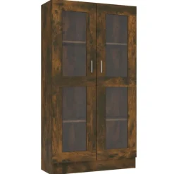 vidaXL Vitrinskåp rökfärgad ek 82,5x30,5x150 cm konstruerat trä