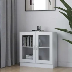 vidaXL Vitrinskåp vit 82,5x30,5x80 cm konstruerat trä