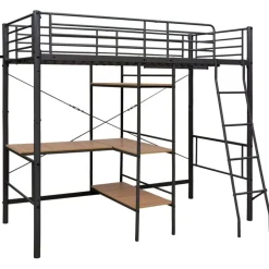 Online vidaXL Våningssäng med bord metall 90x200 cm Grå