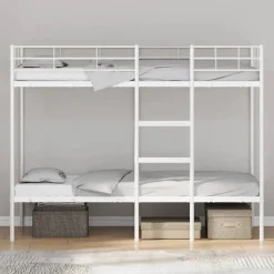 vidaXL Våningssäng utan madrass vit 75x190 cm stål