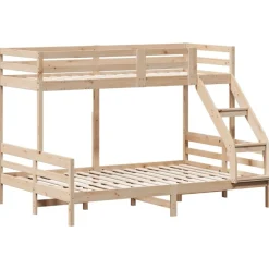 Discount vidaXL Våningssäng 90x200/140x200 cm massiv furu Naturfärg
