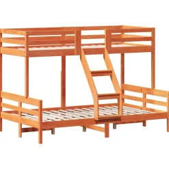 vidaXL Våningssäng 80x200/120x200 cm massiv furu Vaxbrun