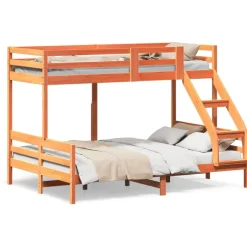 Discount vidaXL Våningssäng 90x200/140x200 cm massiv furu Vaxbrun
