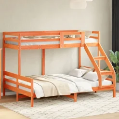 Discount vidaXL Våningssäng 90x200/140x200 cm massiv furu Vaxbrun
