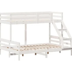 vidaXL Våningssäng 90x200/140x200 cm vit massiv furu