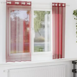 vidaXL Voile gardiner med genomföringar 2 delar vinröd