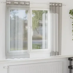 Hot vidaXL Voile gardiner med genomföringar 2 st 140x140 cm Ljusgrå
