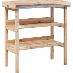 Best vidaXL Växtbord med hylla 78x38x82,5 cm massivt granträ Naturfärg