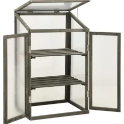 vidaXL Växthus 60x45x100 cm granträ Grå
