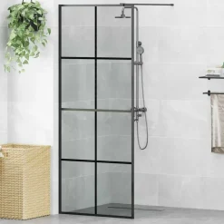 Outlet vidaXL Walk-in Duschvägg 80 x 195 cm härdat glas Svart
