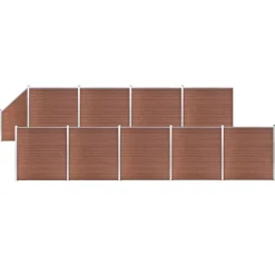 vidaXL WPC-staketpanel 9 fyrkantig + 1 vinklad 1657x186 cm brun
