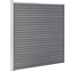 vidaXL WPC-staketpanel 2 fyrkantig + 1 vinklad 446x186 cm grå