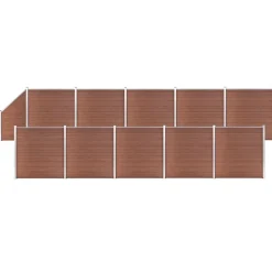 Outlet vidaXL WPC-staketpanel 10 fyrkantig + 1 vinklad 1830x186 cm Brun