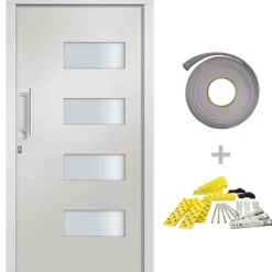 vidaXL Ytterdörr aluminium och PVC vit 100x200 cm
